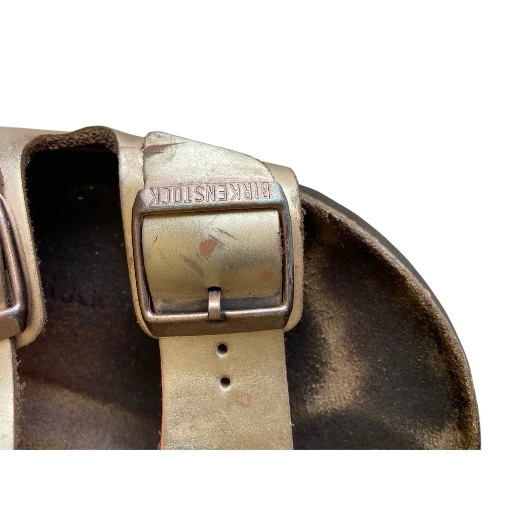 Birkenstock Arizona Sandals Size EU 40 US 9 Metallic Rose Gold Buckle Granola